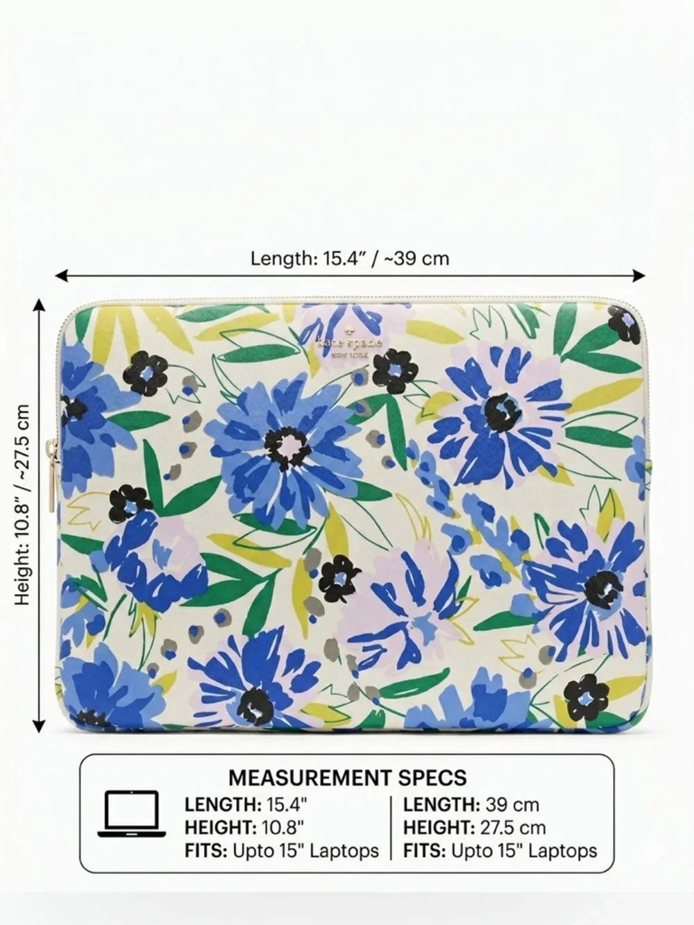 Kate Spade Madison Floral Laptop Sleeve Blue Green NWT